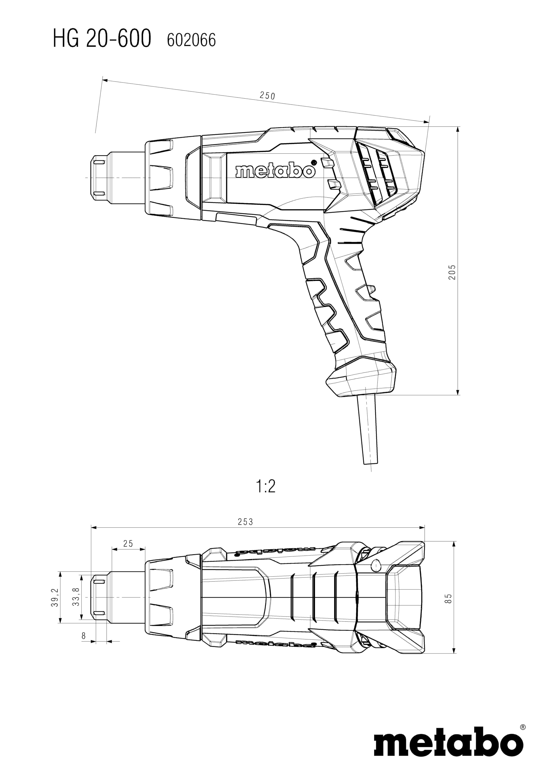 metabo-hei-luftgebl-se-hg-20-600-2-000-w-hei-luftpistole-keramikheizung-stufenlo image 2